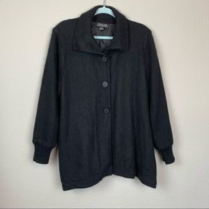 Venesha Angora wool black sweater jacket large